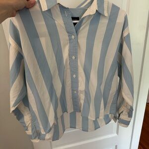 J. Crew Blue and Cream Striped Shirt